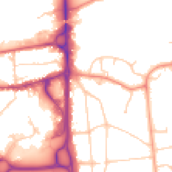 Daytime road noise heatmap for GU14 7AZ