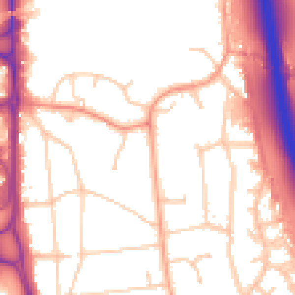 Daytime road noise heatmap for GU14 7BW