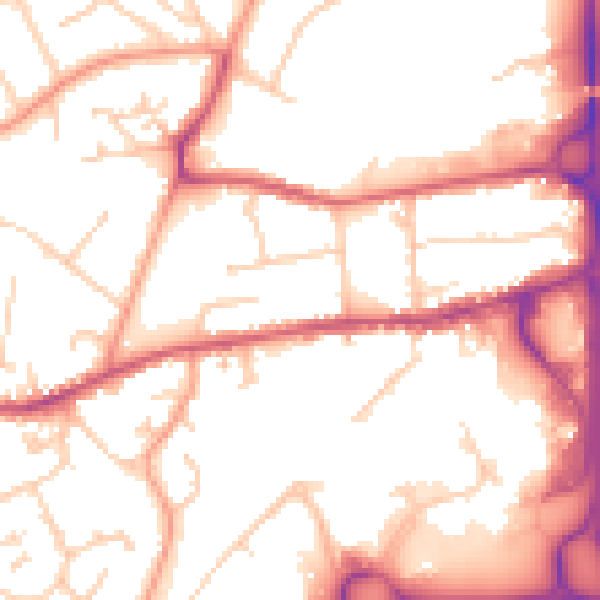 Daytime road noise heatmap for GU14 7DQ