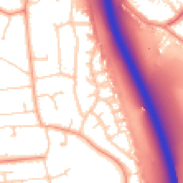Daytime road noise heatmap for GU14 7EJ