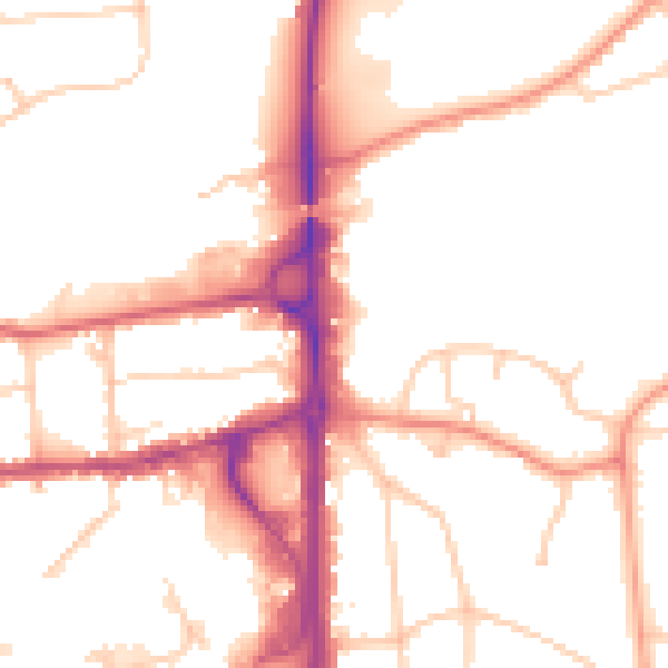Daytime road noise heatmap for GU14 7FT