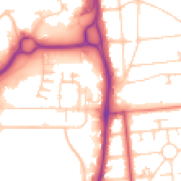 Daytime road noise heatmap for GU14 7GP