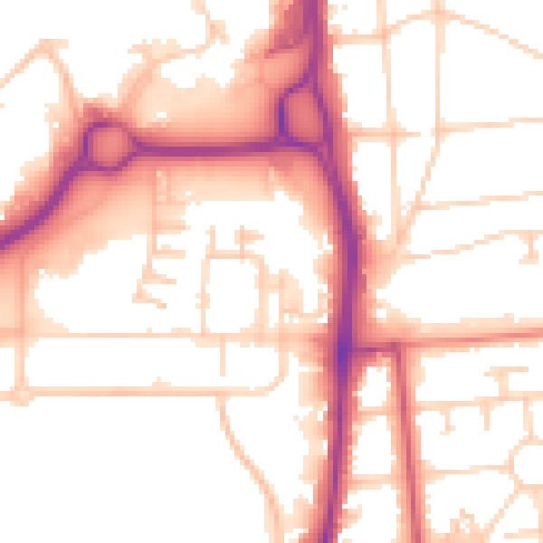Daytime road noise heatmap for GU14 7HR