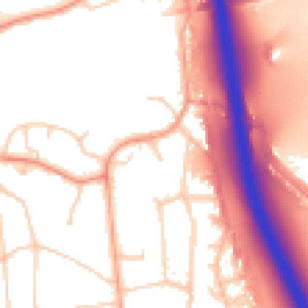 Daytime road noise heatmap for GU14 7JA