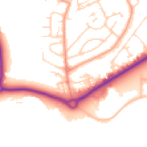 Daytime road noise heatmap for GU14 7QH