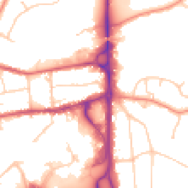 Daytime road noise heatmap for GU14 7UA