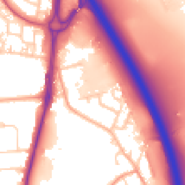 Daytime road noise heatmap for GU14 8BP