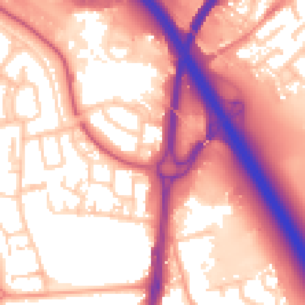 Daytime road noise heatmap for GU14 8DH