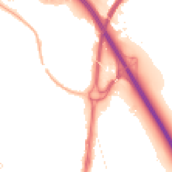 Night-time road noise heatmap for GU14 8DH