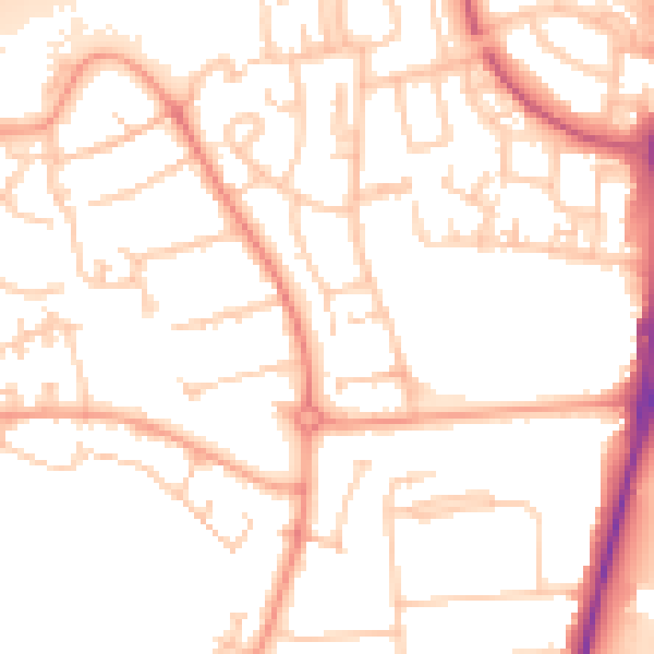 Daytime road noise heatmap for GU14 8HP