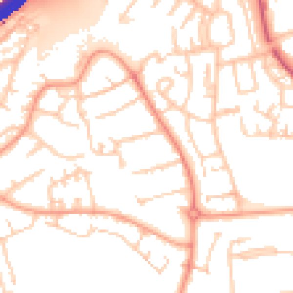 Daytime road noise heatmap for GU14 8LP