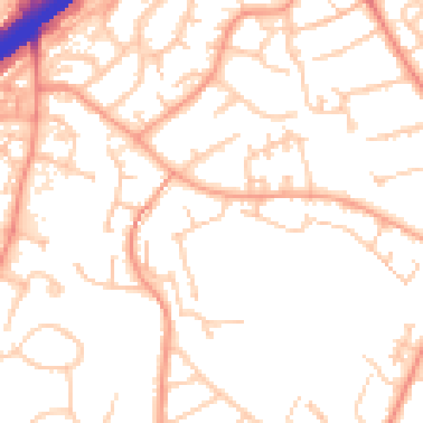 Daytime road noise heatmap for GU14 8SW