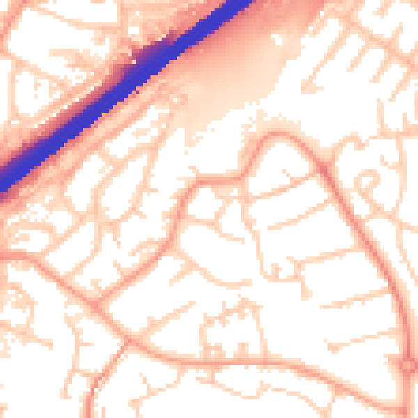 Daytime road noise heatmap for GU14 8TL