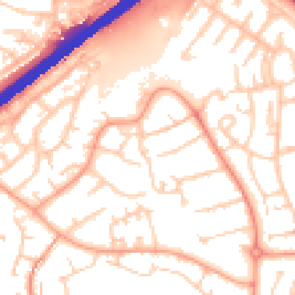 Daytime road noise heatmap for GU14 8XG