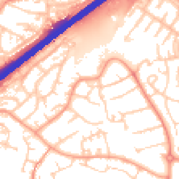 Daytime road noise heatmap for GU14 8XH