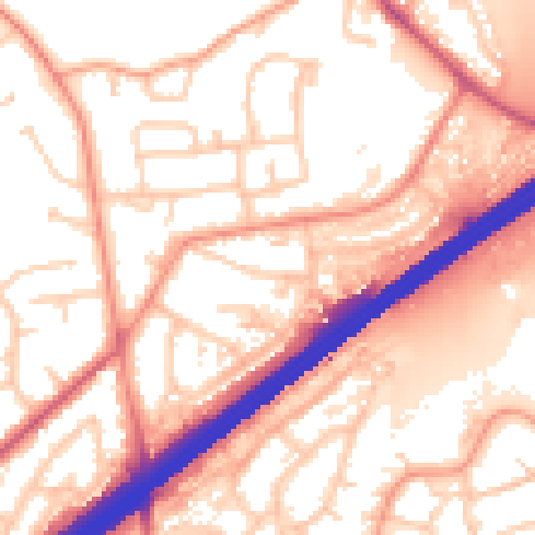 Daytime road noise heatmap for GU14 9AH