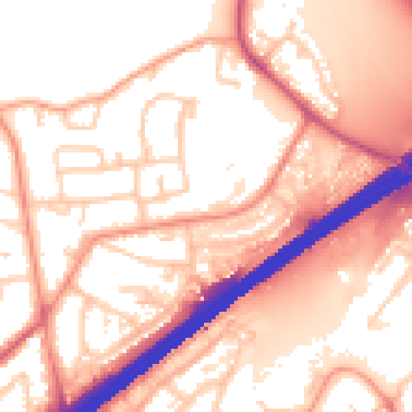 Daytime road noise heatmap for GU14 9BS