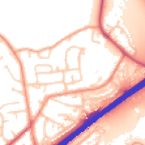 Daytime road noise heatmap for GU14 9DQ