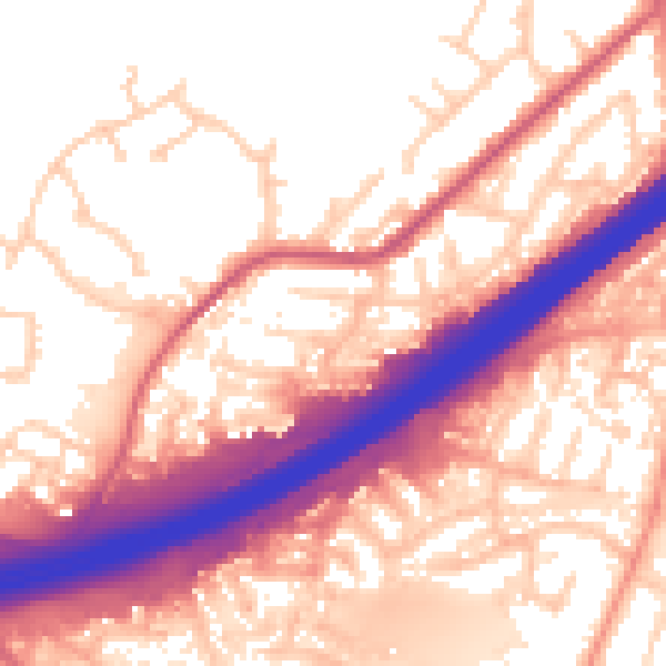 Daytime road noise heatmap for GU14 9JF