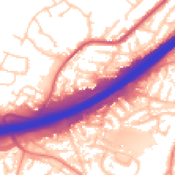 Daytime road noise heatmap for GU14 9JW