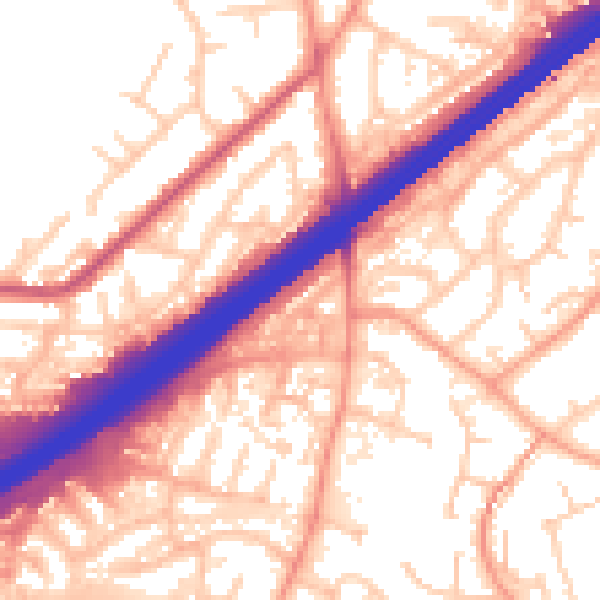 Daytime road noise heatmap for GU14 9LN