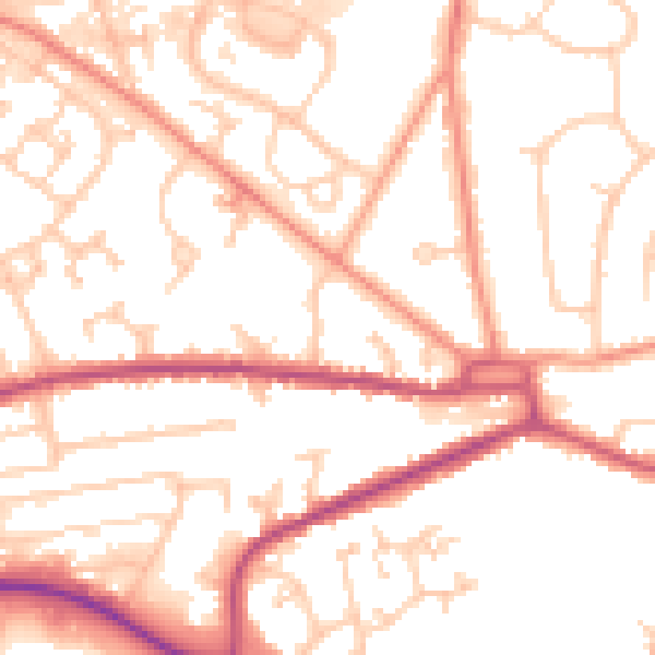 Daytime road noise heatmap for GU14 9RJ