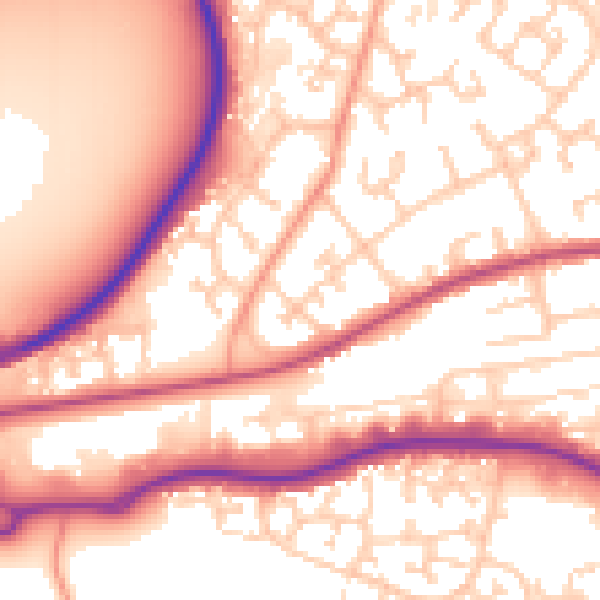 Daytime road noise heatmap for GU14 9SP