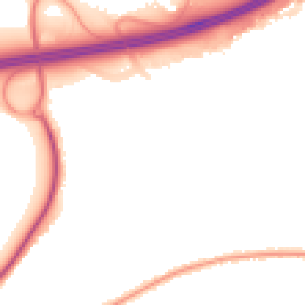 Night-time road noise heatmap for GU14 9TT