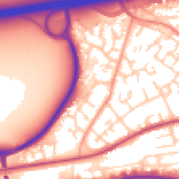 Daytime road noise heatmap for GU14 9XA