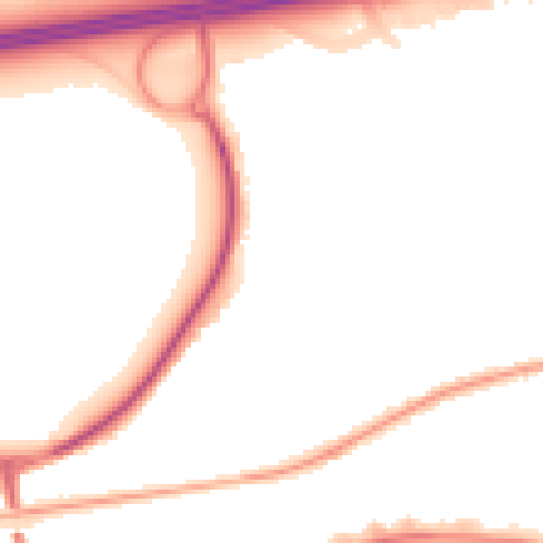 Night-time road noise heatmap for GU14 9XA