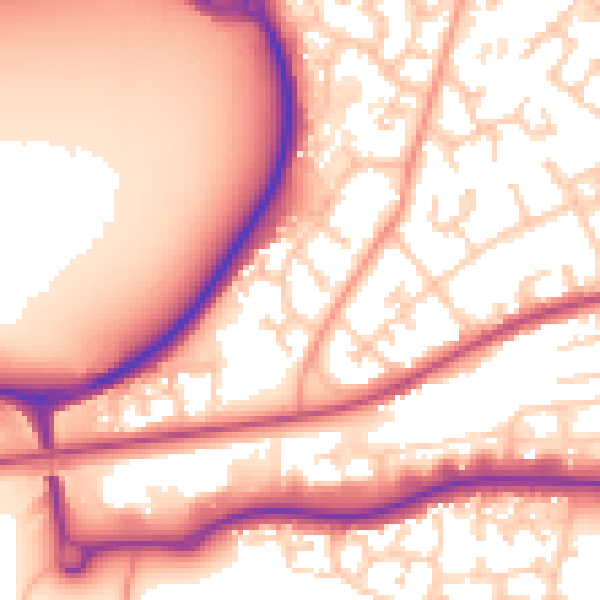 Daytime road noise heatmap for GU14 9XE