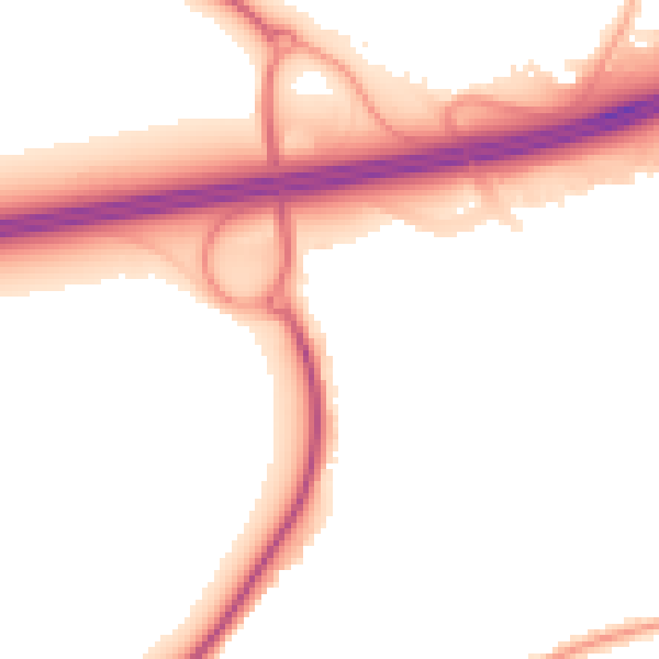 Night-time road noise heatmap for GU14 9YE