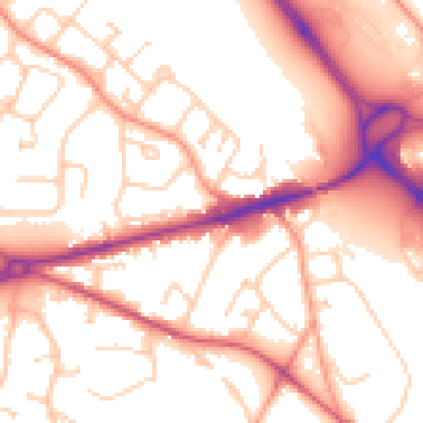 Daytime road noise heatmap for GU17 0AA