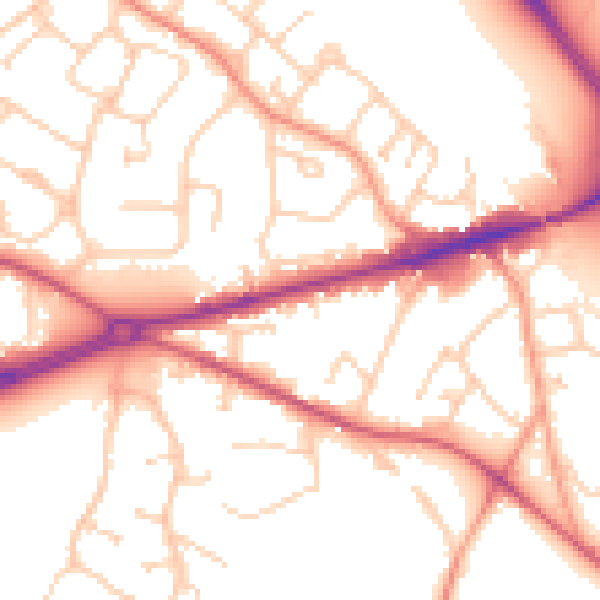 Daytime road noise heatmap for GU17 0AD