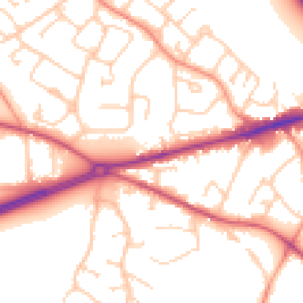 Daytime road noise heatmap for GU17 0AE