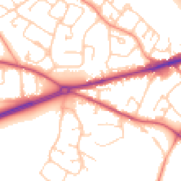 Daytime road noise heatmap for GU17 0AG