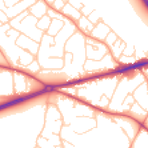 Daytime road noise heatmap for GU17 0AH