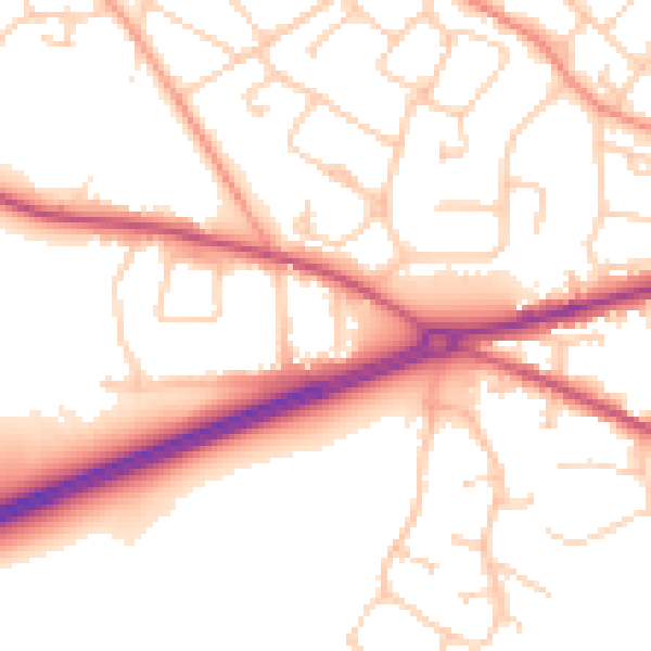 Daytime road noise heatmap for GU17 0AJ