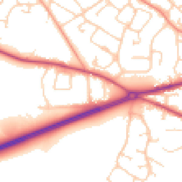 Daytime road noise heatmap for GU17 0AL