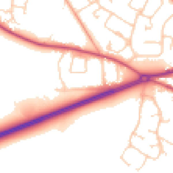 Daytime road noise heatmap for GU17 0AN