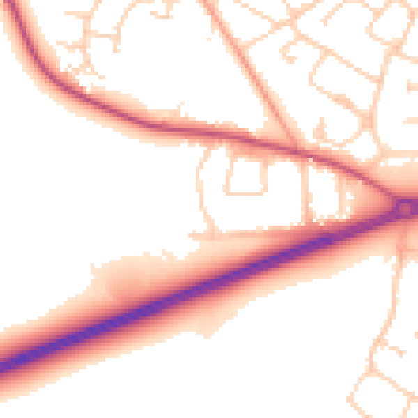 Daytime road noise heatmap for GU17 0AP