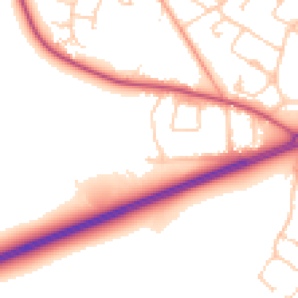 Daytime road noise heatmap for GU17 0AR