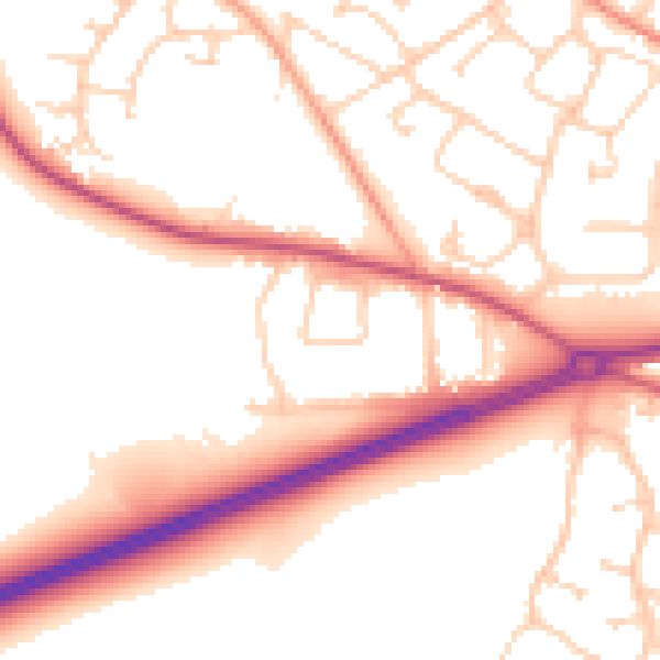 Daytime road noise heatmap for GU17 0AU
