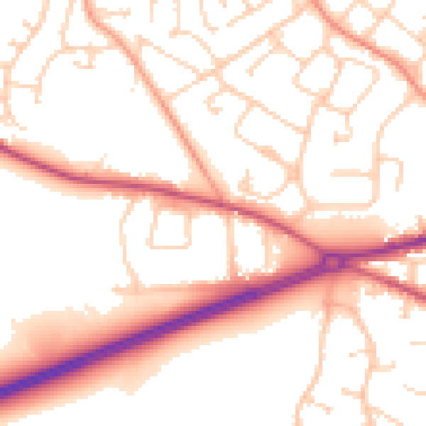 Daytime road noise heatmap for GU17 0AX