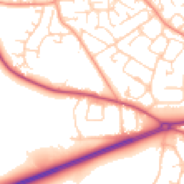 Daytime road noise heatmap for GU17 0AY