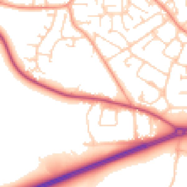 Daytime road noise heatmap for GU17 0AZ
