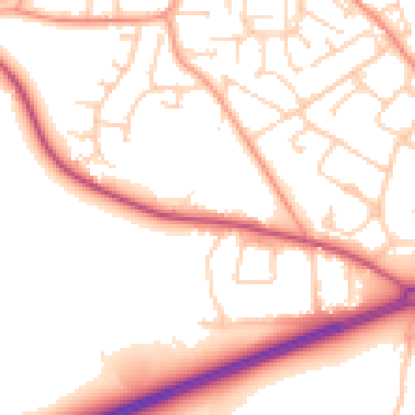 Daytime road noise heatmap for GU17 0BA
