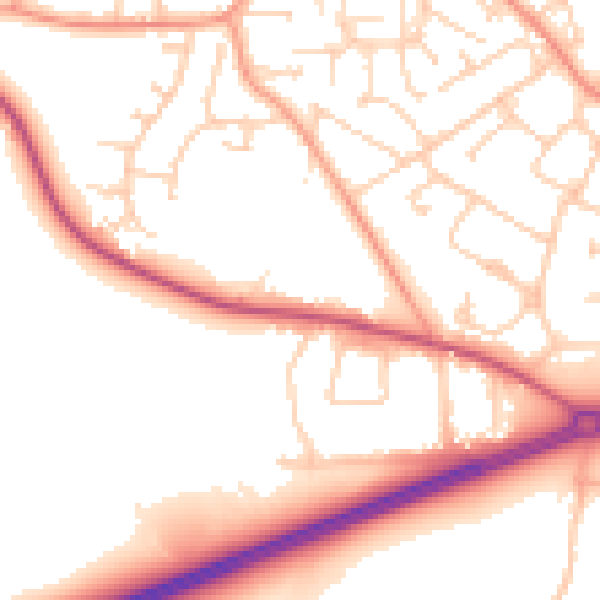 Daytime road noise heatmap for GU17 0BB