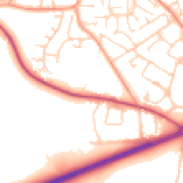 Daytime road noise heatmap for GU17 0BD