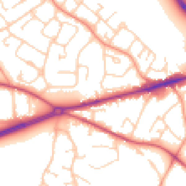 Daytime road noise heatmap for GU17 0BQ